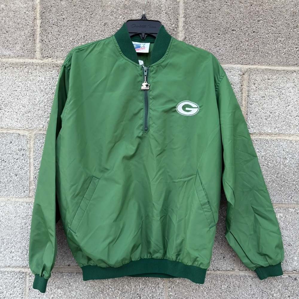 VTG 90s Green Bay Packers Starter NFL Pullover 1/4 Zip Jacket USA Size Medium